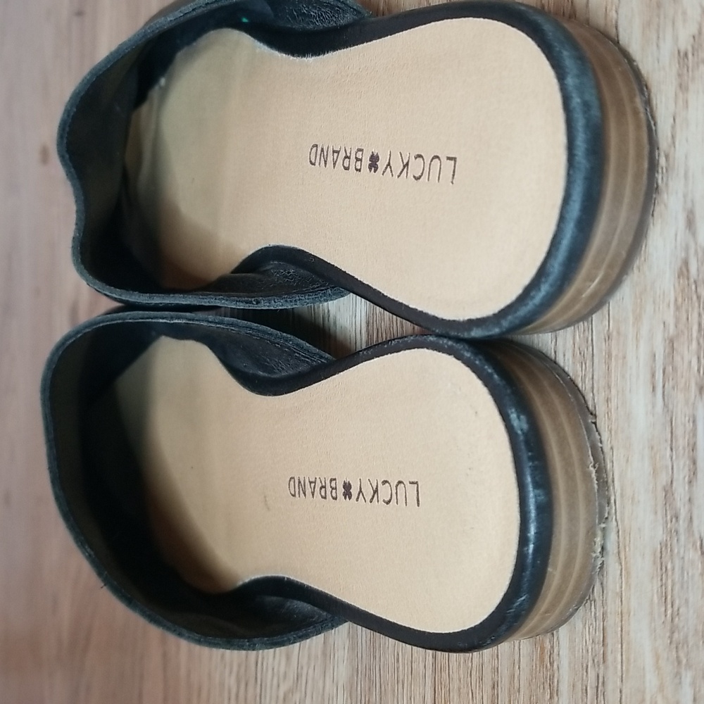 Lucky Brand Black Leather Mules Size 9 Medium - Picture 3 of 7